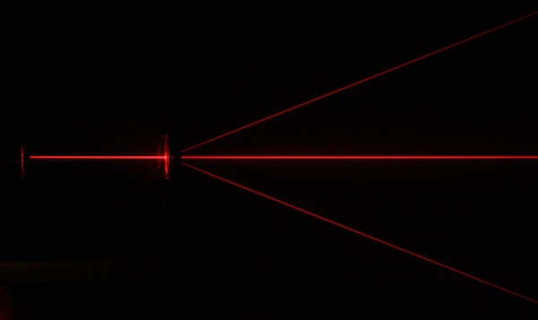 Diffraction of a red Laser beam with a diffraction grating